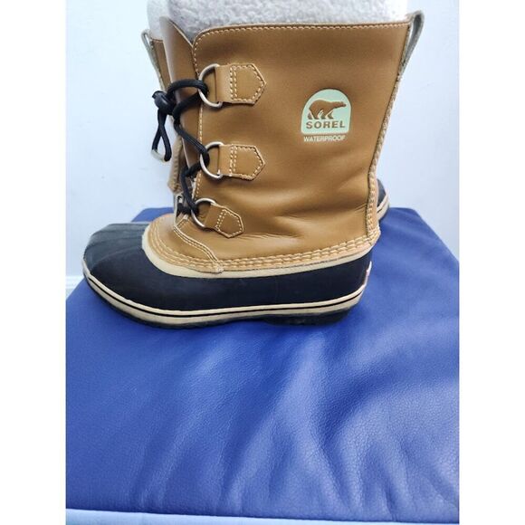 Sorel Men Brown Tan w/Drawstring Laces Waterproof Snow Suede Boots size 6 main image 4